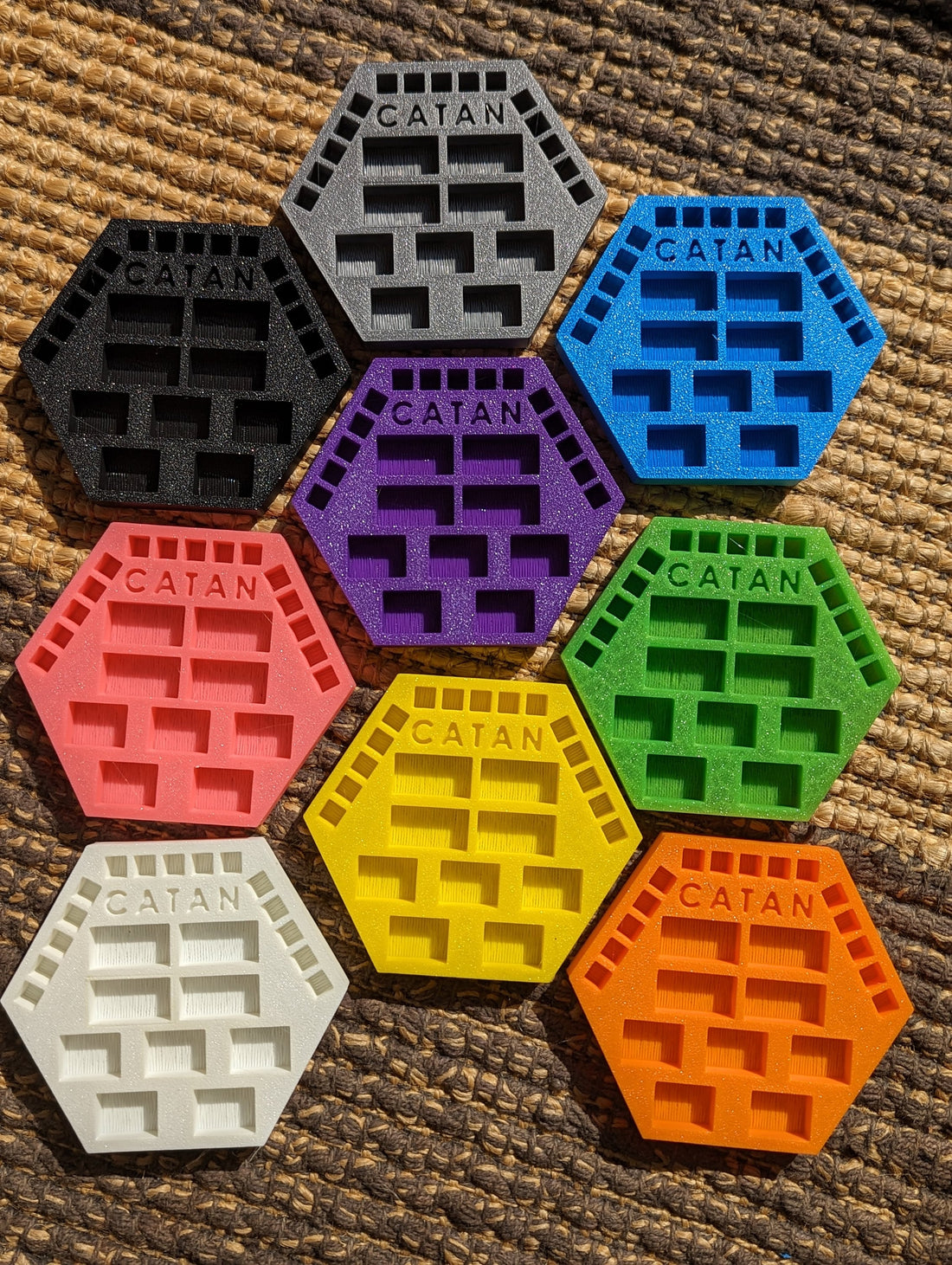 Catan organizer trays for base game and expansion pieces
