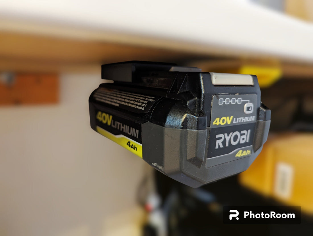 Desk, Maker, and Workshop Organization Accessories - Wall Mount for RYOBI 40V Batteries — Garage Organization