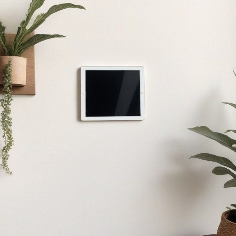 iPad on a slim hidden wall mount