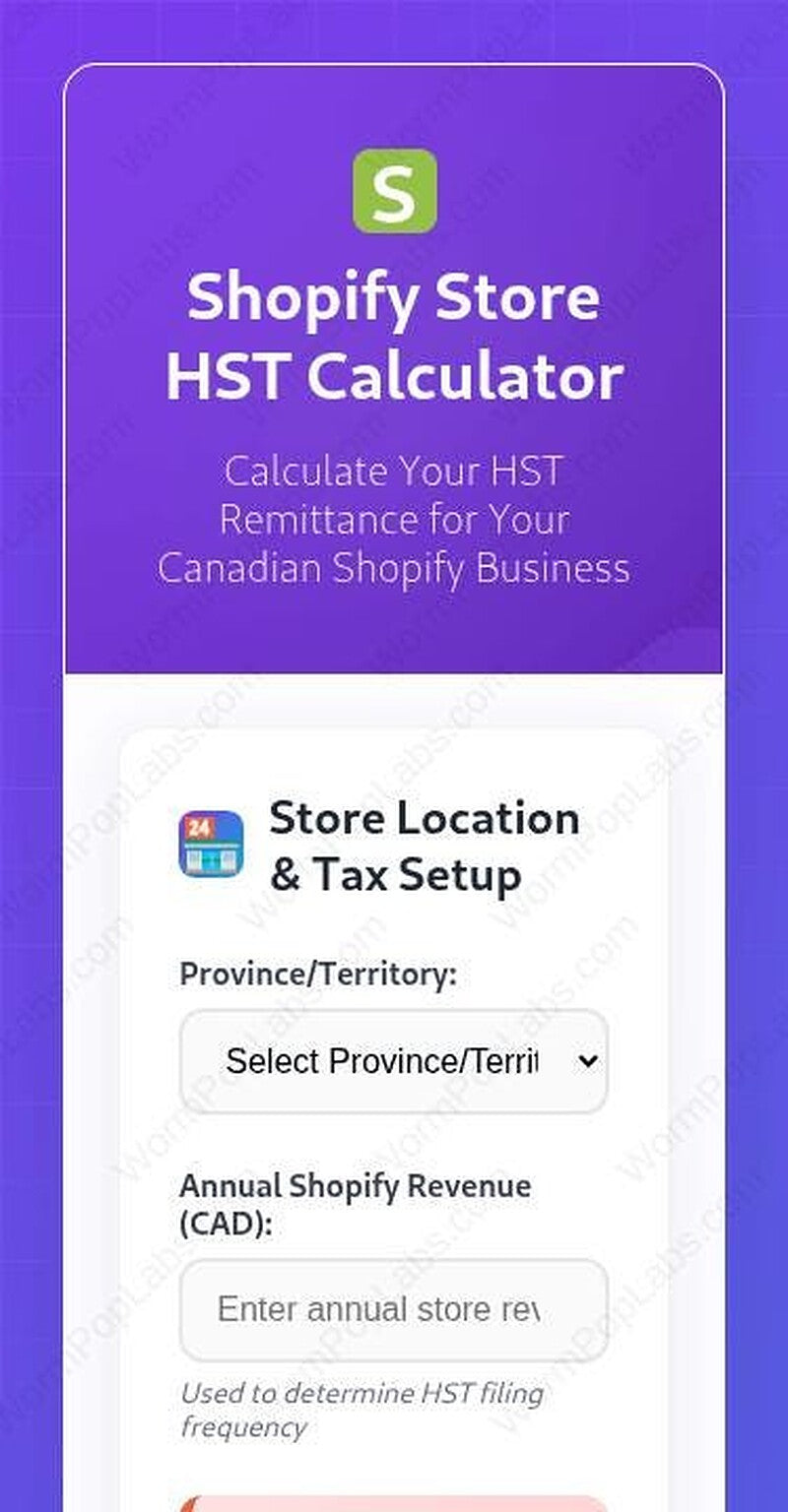 Shopify Income Tax & HST Calculator for Canadian Sellers - CRA template, installed view