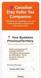 Etsy Income Tax & HST Calculator for Canadian Sellers - CRA template, side view