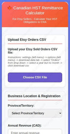 Etsy HST Remittance Calculator - CRA Tax Form Helper template, side view