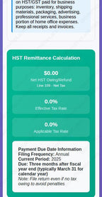 Etsy HST Remittance Calculator - CRA Tax Form Helper template, product view