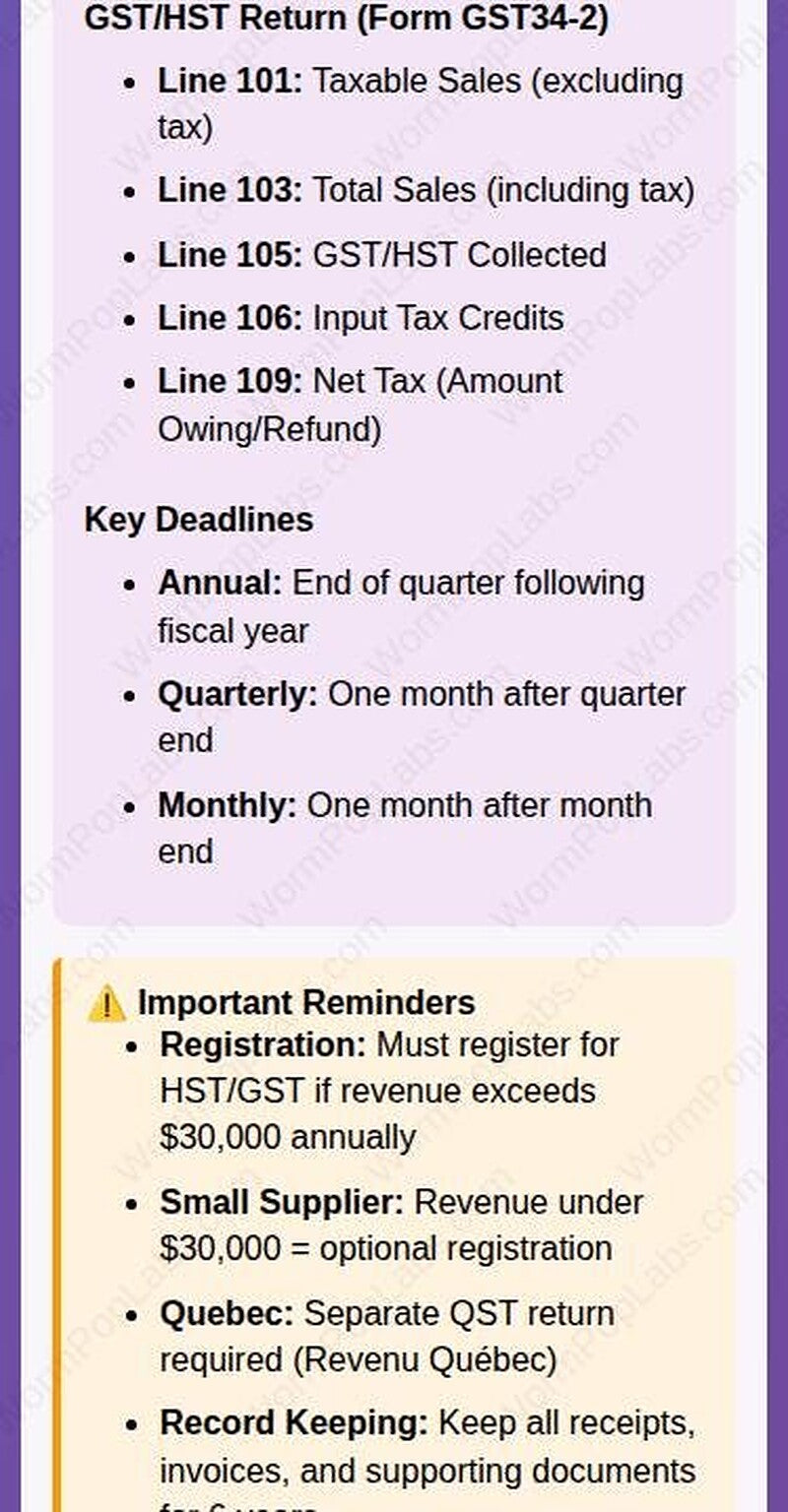 Etsy HST Remittance Calculator - CRA Tax Form Helper template, product view