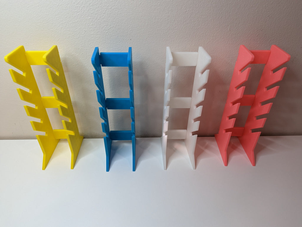 Fingerboard Display Rack - Holds Multiple Tech Decks display rack, front view