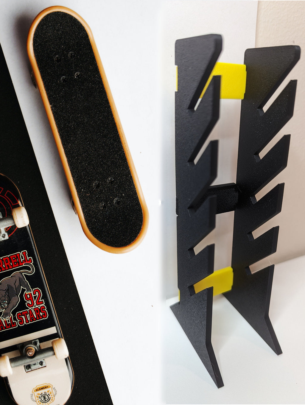 Fingerboard Display Rack - Holds Multiple Tech Decks display rack, side view