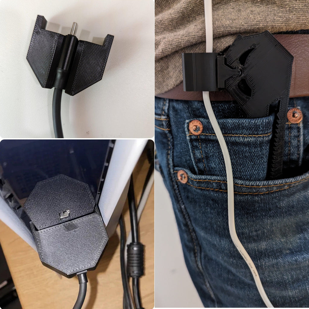 USB C Strain Relief and VR Cable Guide For PSVR2 Headsets. Compatible with Ps5, Playstation vr 2 - Cable Guide Clip Black