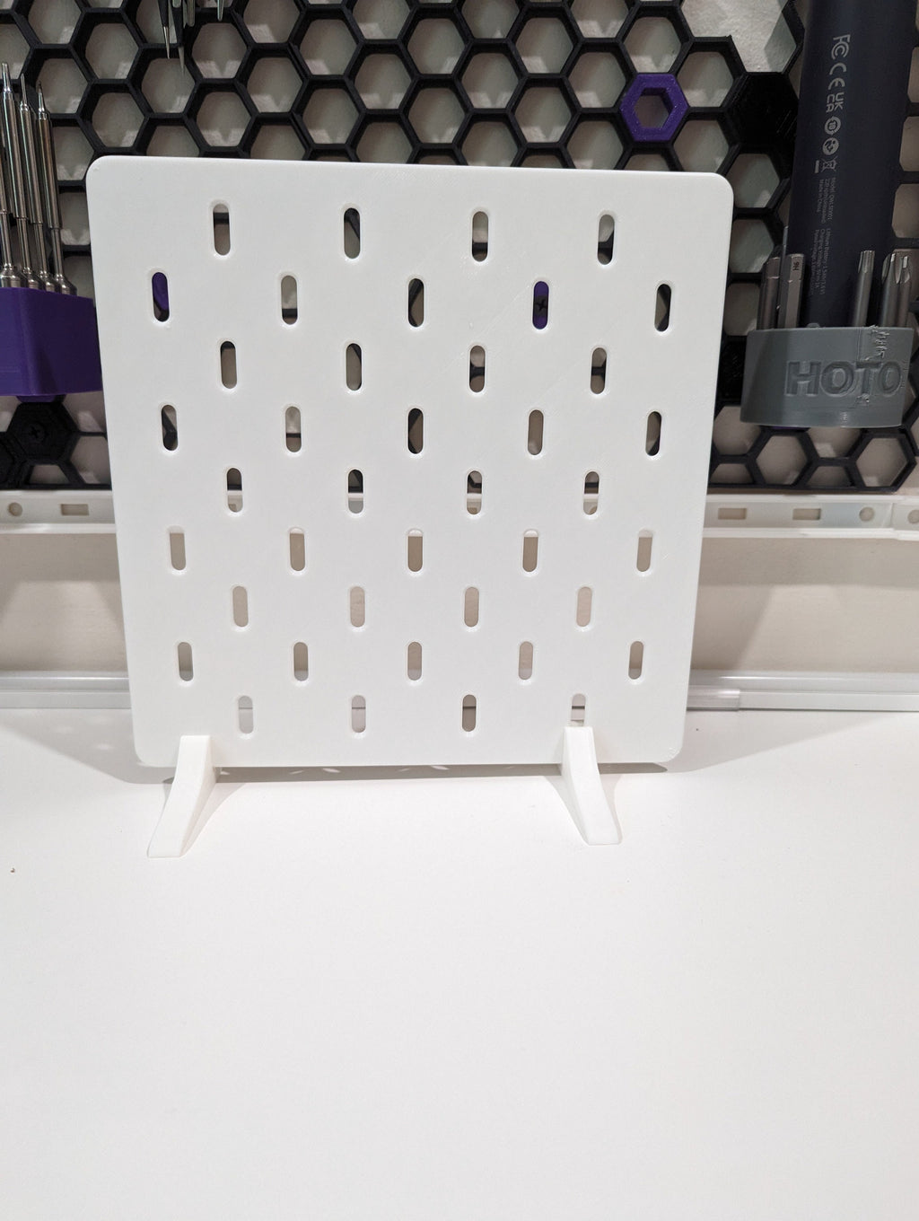 Desk Pegboard Compatible with Skadis attachments Organization hanging board with hooks