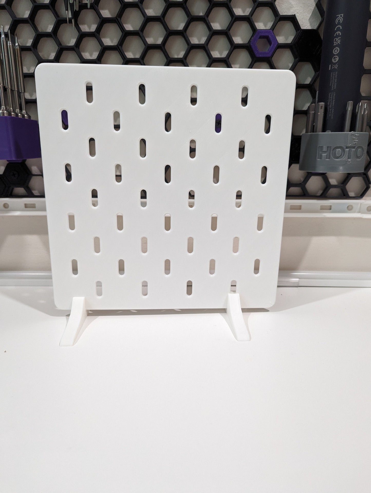 Desk Pegboard Compatible with Skadis attachments Organization hanging board with hooks