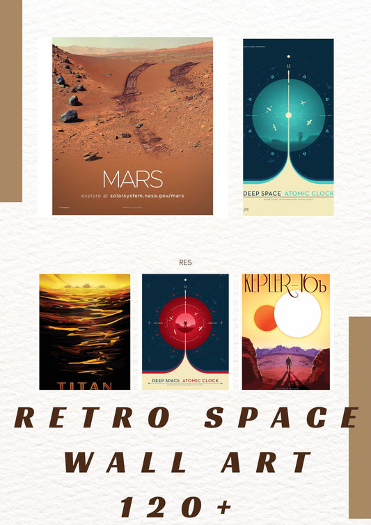 Space NASA Themed Retro Digital Wall Art - 120+ Prints