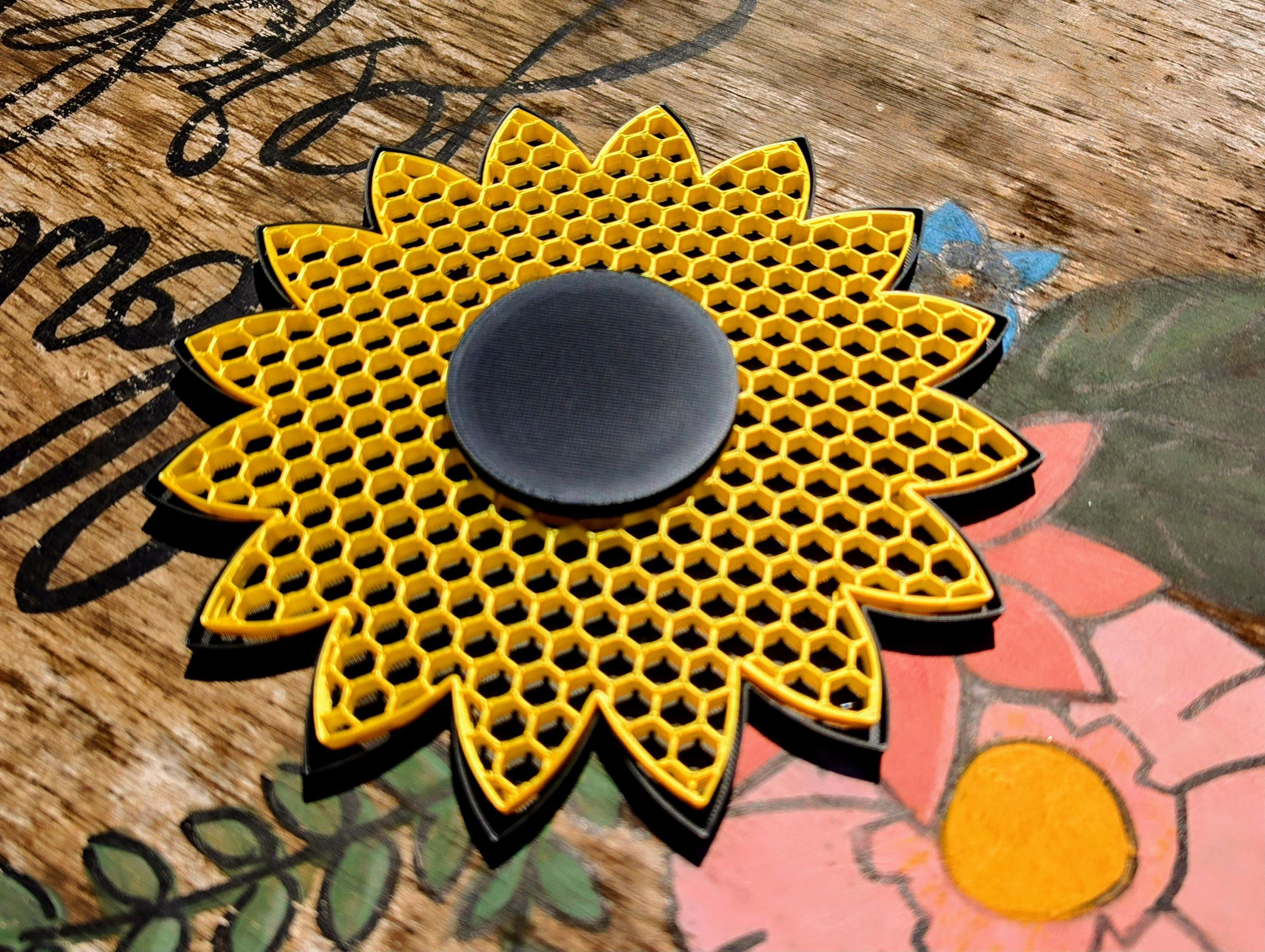 Bee Feeder - Sunflower Bee Waterer - Bee and Insect Life Raft - Blue Grey
