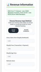 Canadian Shopify & Etsy Tax Template - CRA T2125 Form Helper template, side view