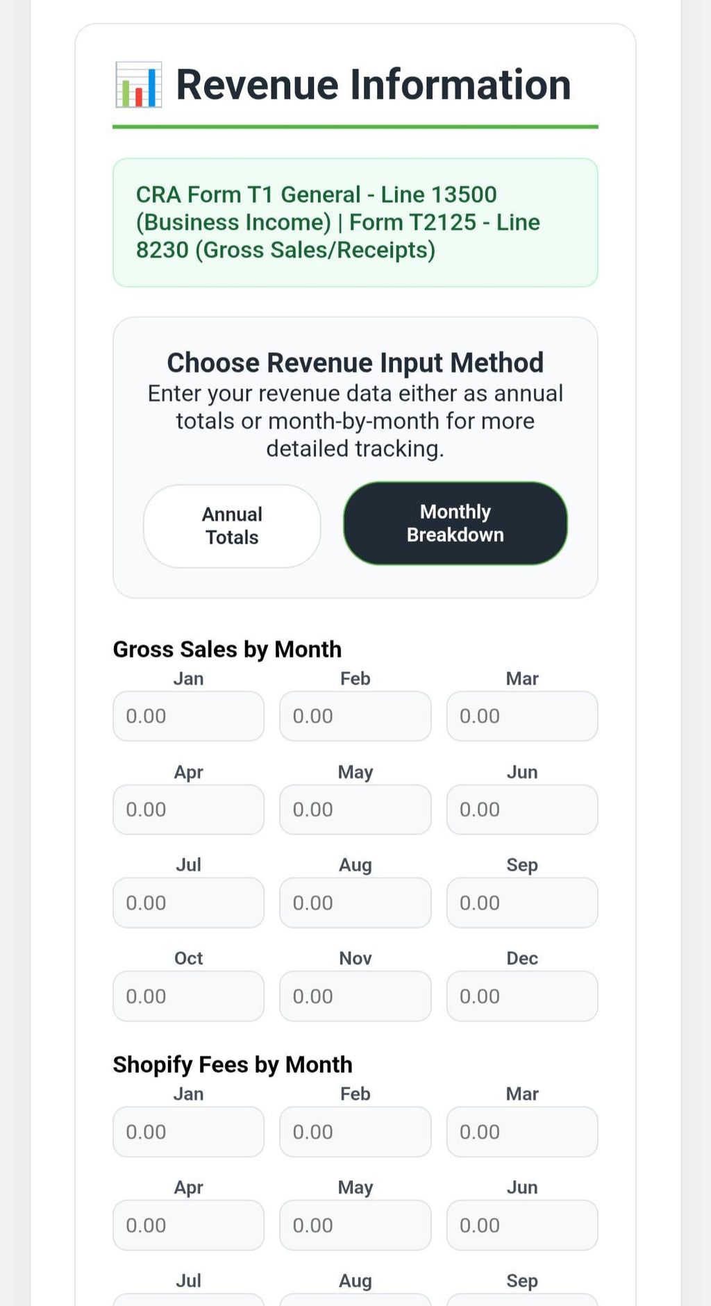 Canadian Shopify / Etsy Tax Template | Small Business Bookkeeping Spreadsheet for CRA | T2125 Form Helper