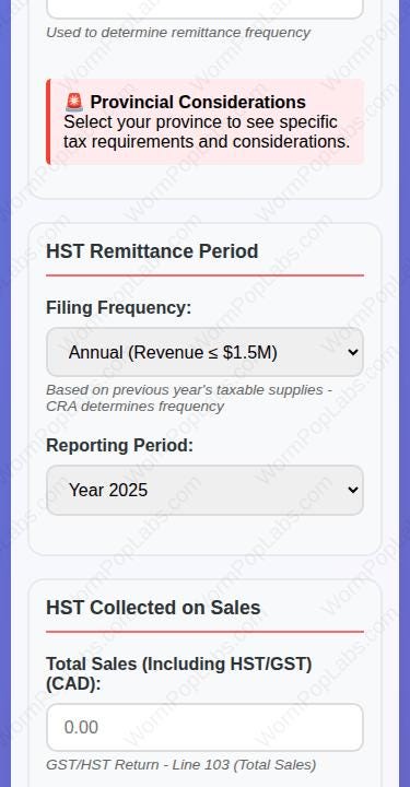 Etsy HST Remittance Calculator - CRA Tax Form Helper template, product view
