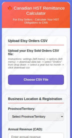 Etsy HST Remittance Calculator - CRA Tax Form Helper template, side view
