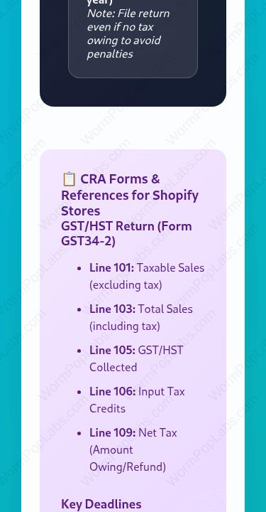 Shopify Income & HST Remittance Calculator | Small Business Bookkeeping Tax Prep for CRA | HST Canadian Tax Form Helper