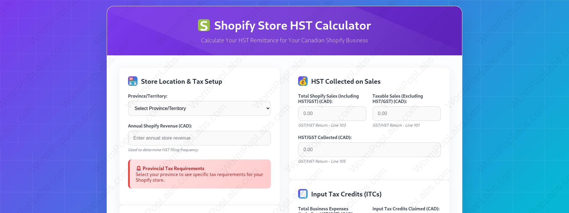 Shopify HST Tax Calculator: Canadian Small Business Bookkeeping Spreadsheet