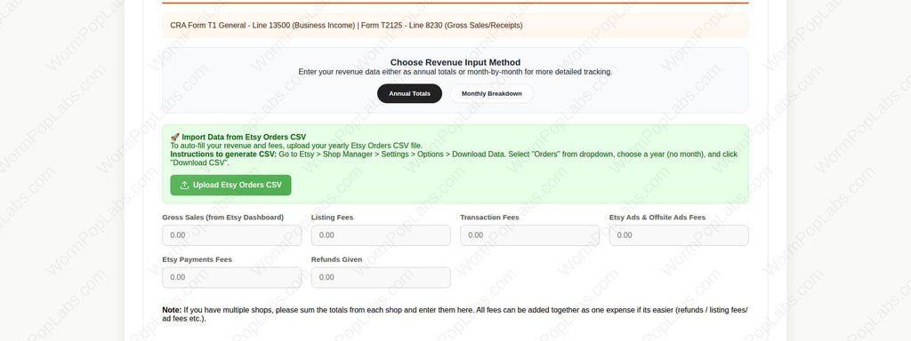 Etsy CRA Income Tax and HST Remittance Calculator Pack | Canadian Small Business Tax Prep