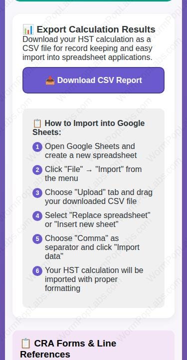 Etsy HST Remittance Calculator - CRA Tax Form Helper template, product view