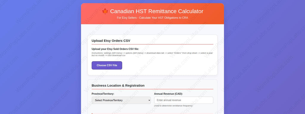 Etsy HST Remittance Calculator | Small Business Bookkeeping Spreadsheet for CRA | HST Canadian Tax Form Helper