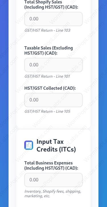 Shopify Income & HST Remittance Calculator | Small Business Bookkeeping Tax Prep for CRA | HST Canadian Tax Form Helper