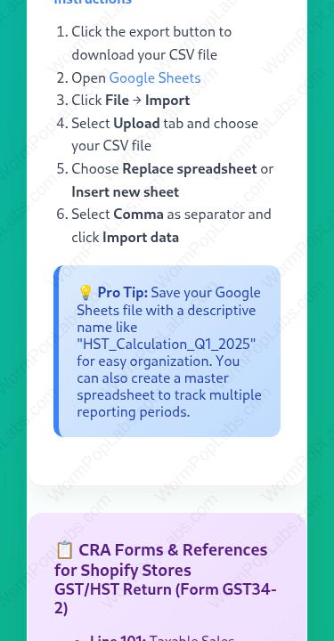 Shopify Income Tax & HST Calculator for Canadian Sellers - CRA template, product view