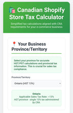 Canadian Shopify & Etsy Tax Template - CRA T2125 Form Helper template, front view
