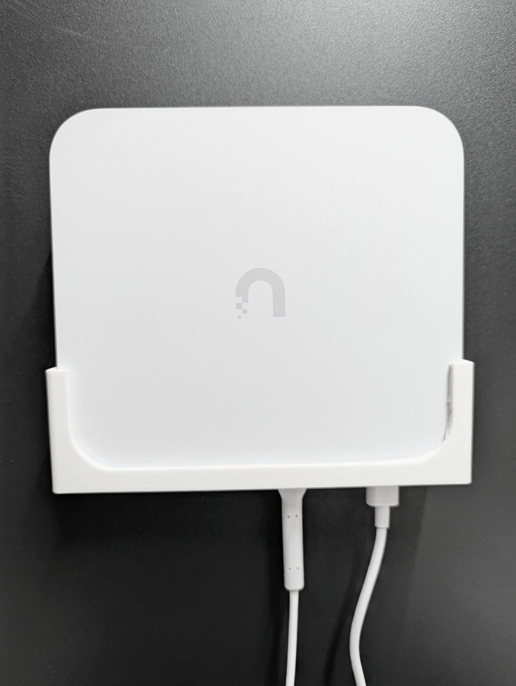 Wall Mount for Ubiquiti Cloud Gateway Max & Ultra - Low Profile wall mount, installed view