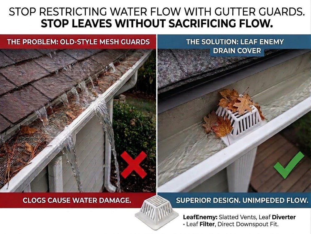 LeafEnemy - Gutter Downspout Filter & Leaf Catcher | Gutter Guard / Roof Drain Strainer | Easy Install Debris Guard