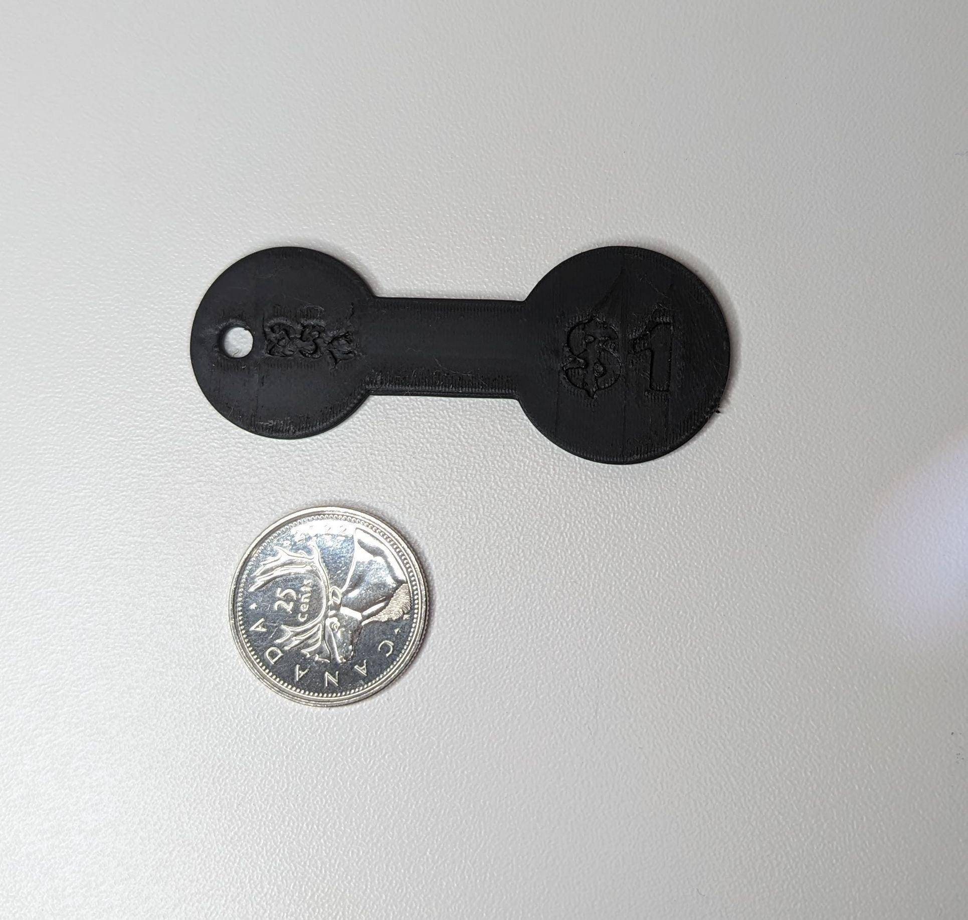 Shopping Cart Key - Loonie & Quarter Size - Canada US Cart Coin Tool - Trolley Token - Keychain - Grocery Cart Coin