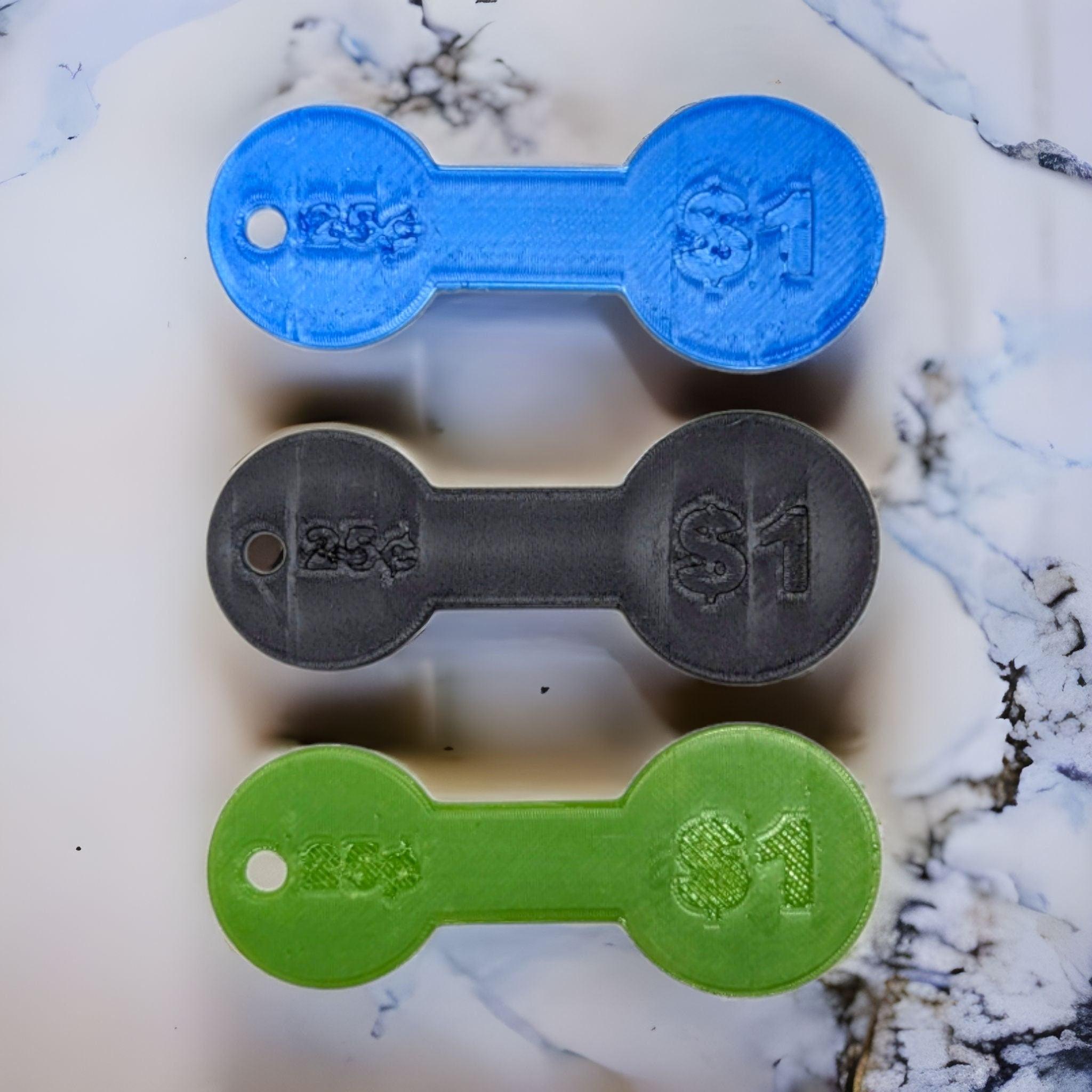 Shopping Cart Key - Loonie & Quarter Size - Canada US Cart Coin Tool - Trolley Token - Keychain - Grocery Cart Coin