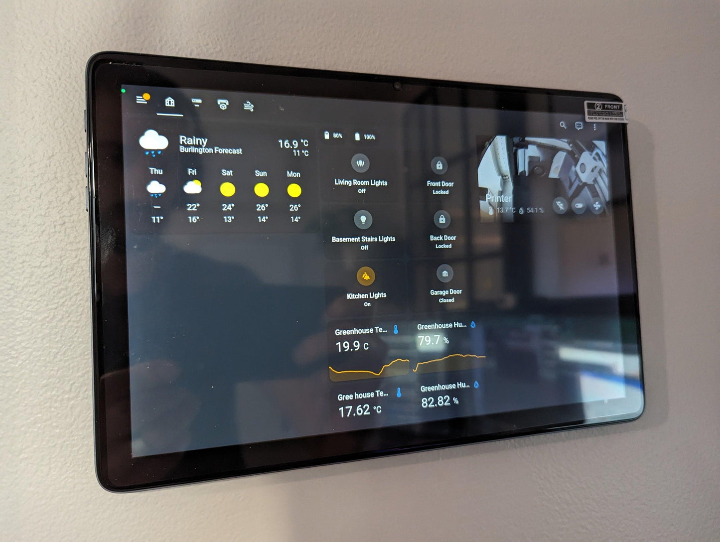 tablet wall mounted on a low profile tooless mount